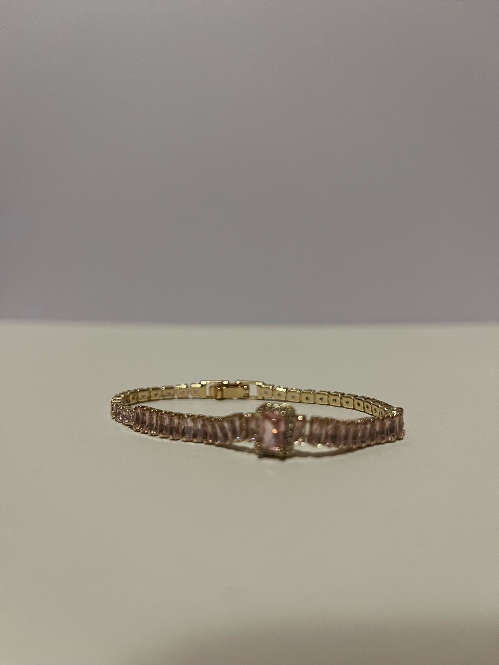 Delicate Pink Stone Gold Bracelet - Women Jewelry